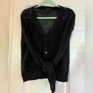 XL FIBFLX Black Open-Knit Cardigan